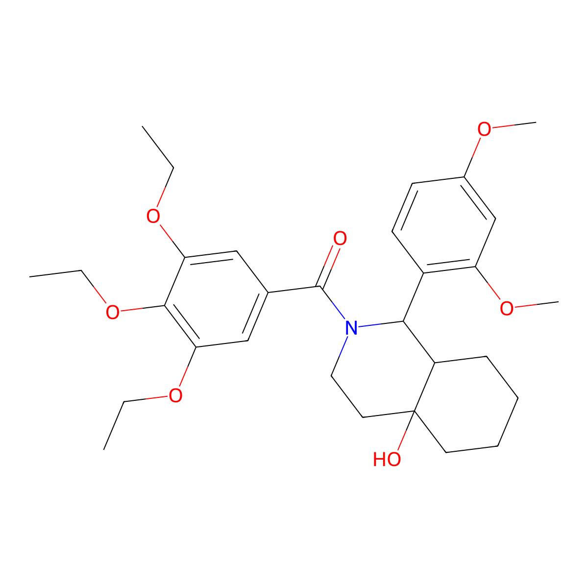 [1-(2,4-dimethoxyphenyl)-4a-hydroxyoctahydroisoquinolin-2(1H)-yl](3,4,5-triethoxyphenyl)methanone molecular structure, CAS 1005136-50-4