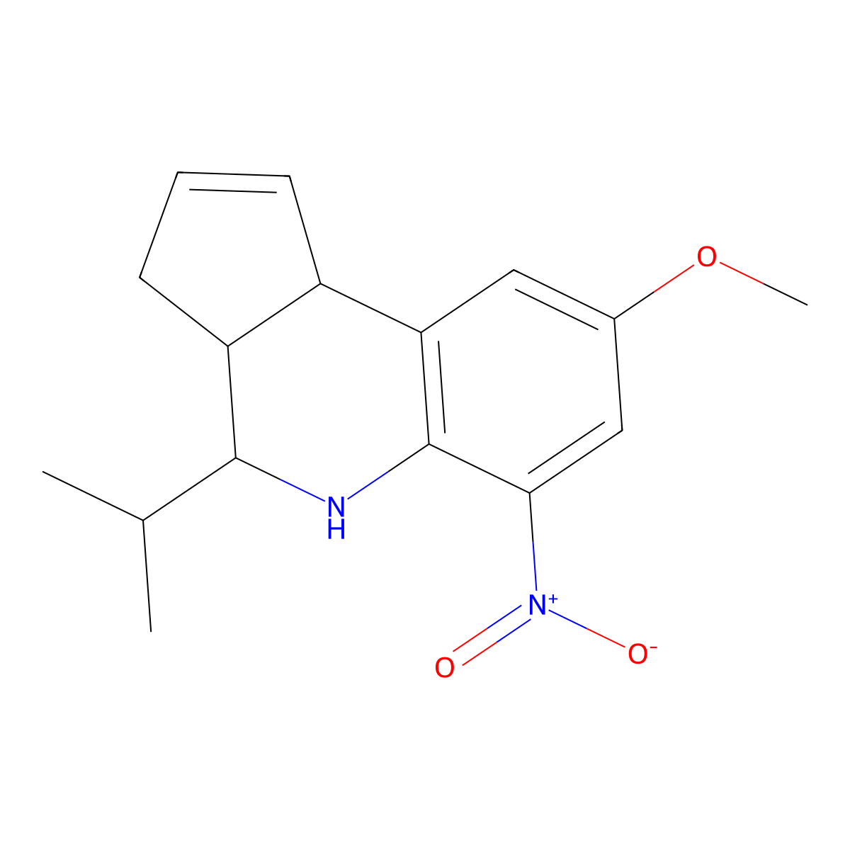 8-methoxy-6-nitro-4-propan-2-yl-3a,4,5,9b-tetrahydro-3H-cyclopenta[c]quinoline molecular structure, CAS 1005137-86-9