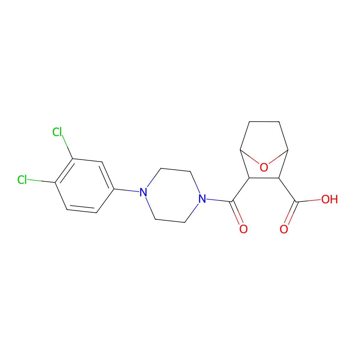 2-[4-(3,4-Dichlorophenyl)piperazine-1-carbonyl]-7-oxabicyclo[2.2.1]heptane-3-carboxylic acid molecular structure, CAS 1005137-96-1
