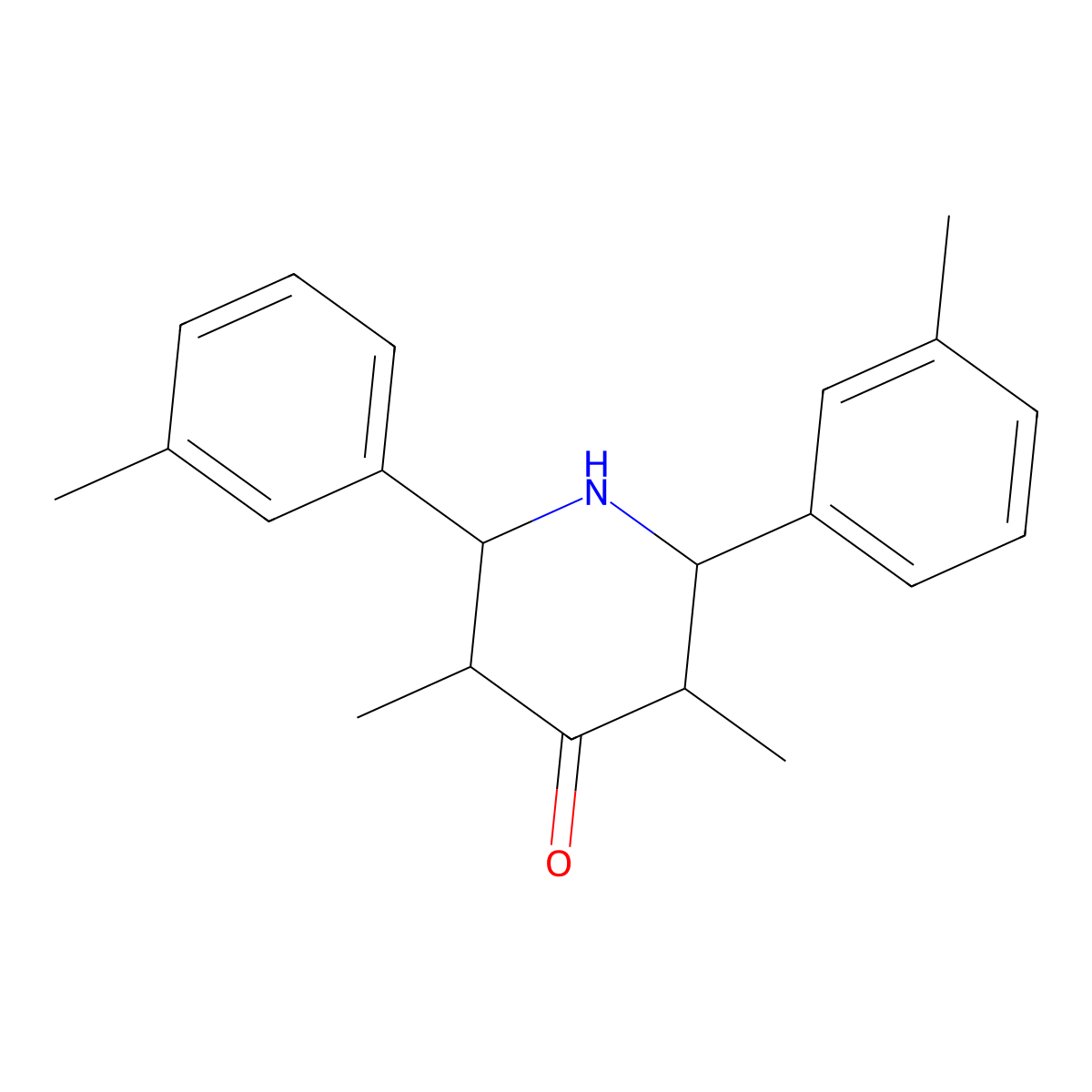 3,5-Dimethyl-2,6-bis(3-methylphenyl)piperidin-4-one molecular structure, CAS 1005138-05-5