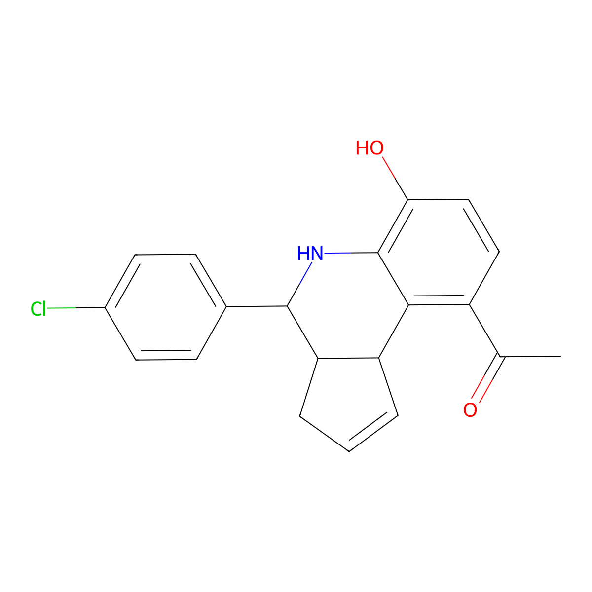 1-(4-(4-chlorophenyl)-6-hydroxy-3a,4,5,9b-tetrahydro-3H-cyclopenta[c]quinolin-9-yl)ethanone molecular structure, CAS 1005138-09-9