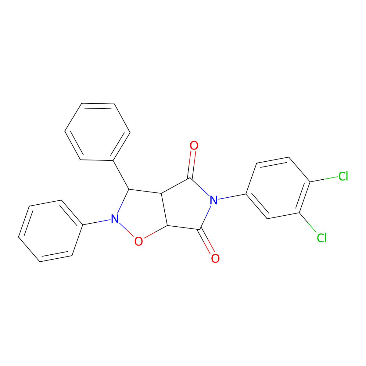 5-(3,4-dichlorophenyl)-2,3-diphenyl-3a,6a-dihydro-3H-pyrrolo[3,4-d][1,2]oxazole-4,6-dione molecular structure, CAS 1005138-40-8
