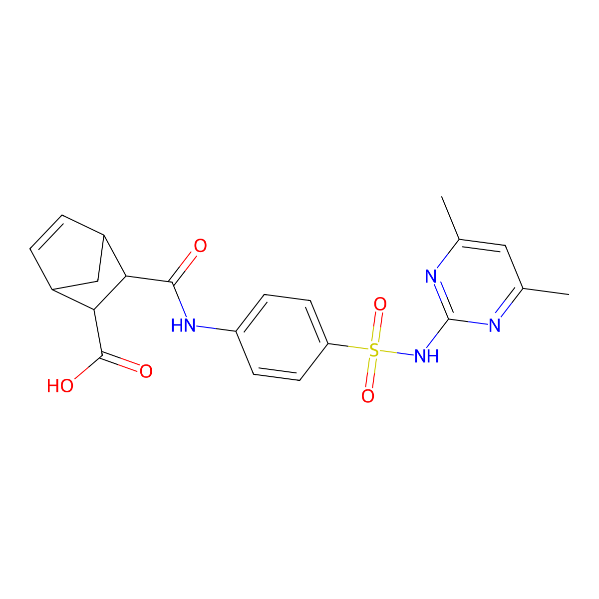 3-({4-[(4,6-Dimethylpyrimidin-2-yl)sulfamoyl]phenyl}carbamoyl)bicyclo[2.2.1]hept-5-ene-2-carboxylic acid molecular structure, CAS 1005138-64-6
