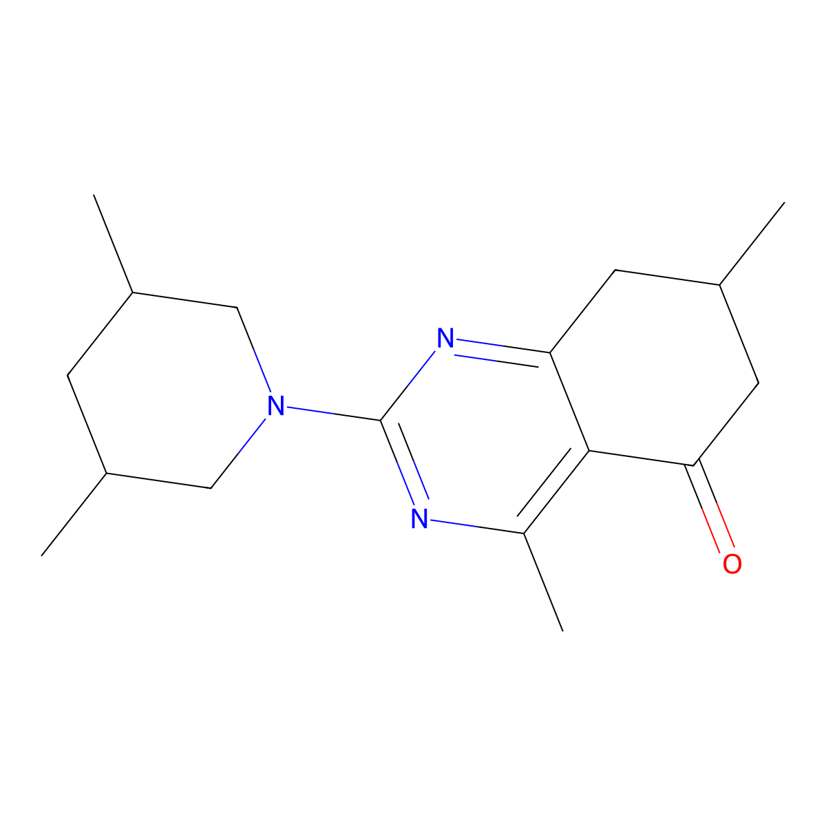 2-(3,5-dimethylpiperidin-1-yl)-4,7-dimethyl-7,8-dihydroquinazolin-5(6H)-one molecular structure, CAS 1005140-60-2