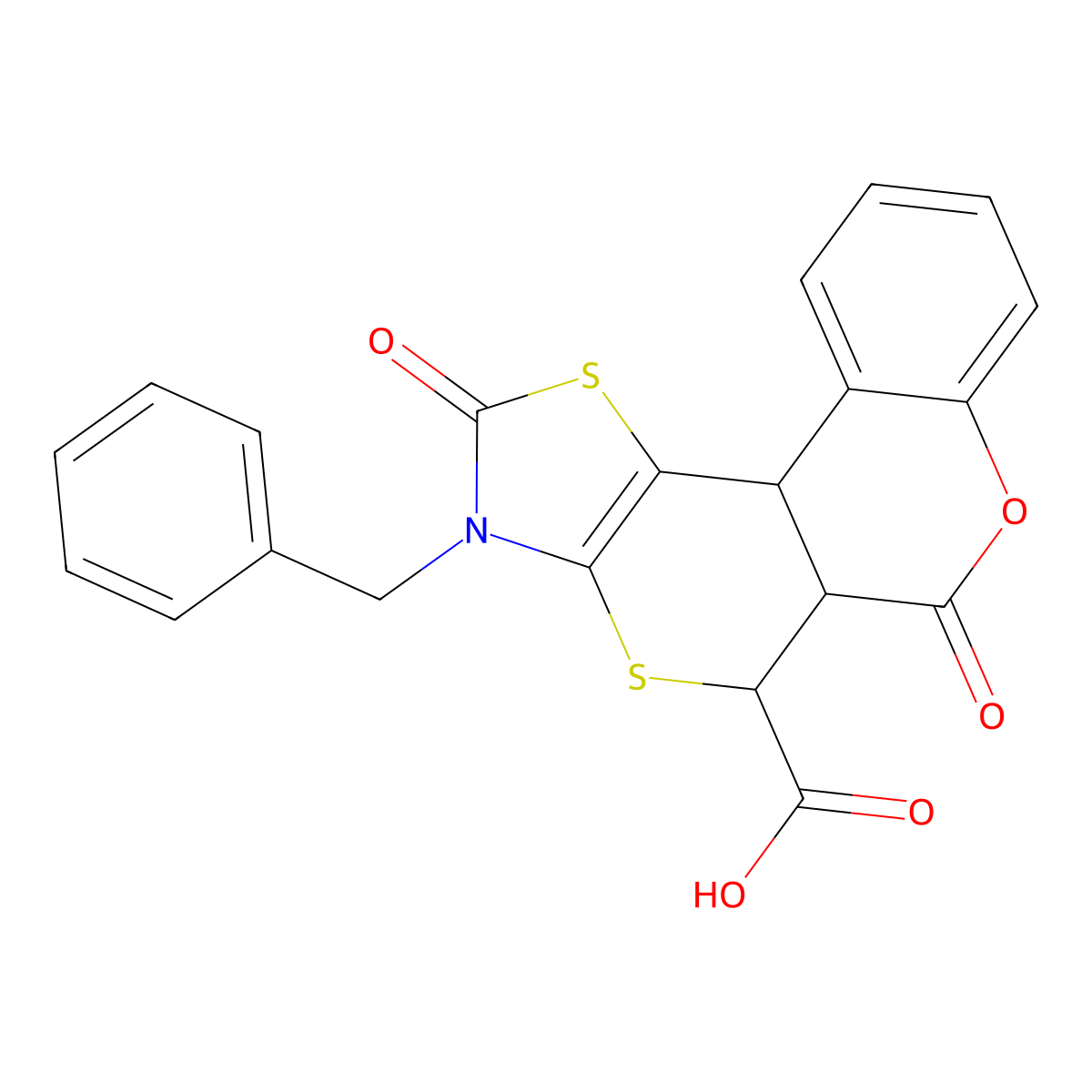 3-benzyl-2,6-dioxo-3,5a,6,11b-tetrahydro-2H,5H-chromeno[4',3':4,5]thiopyrano[2,3-d][1,3]thiazole-5-carboxylic acid molecular structure, CAS 1005142-08-4