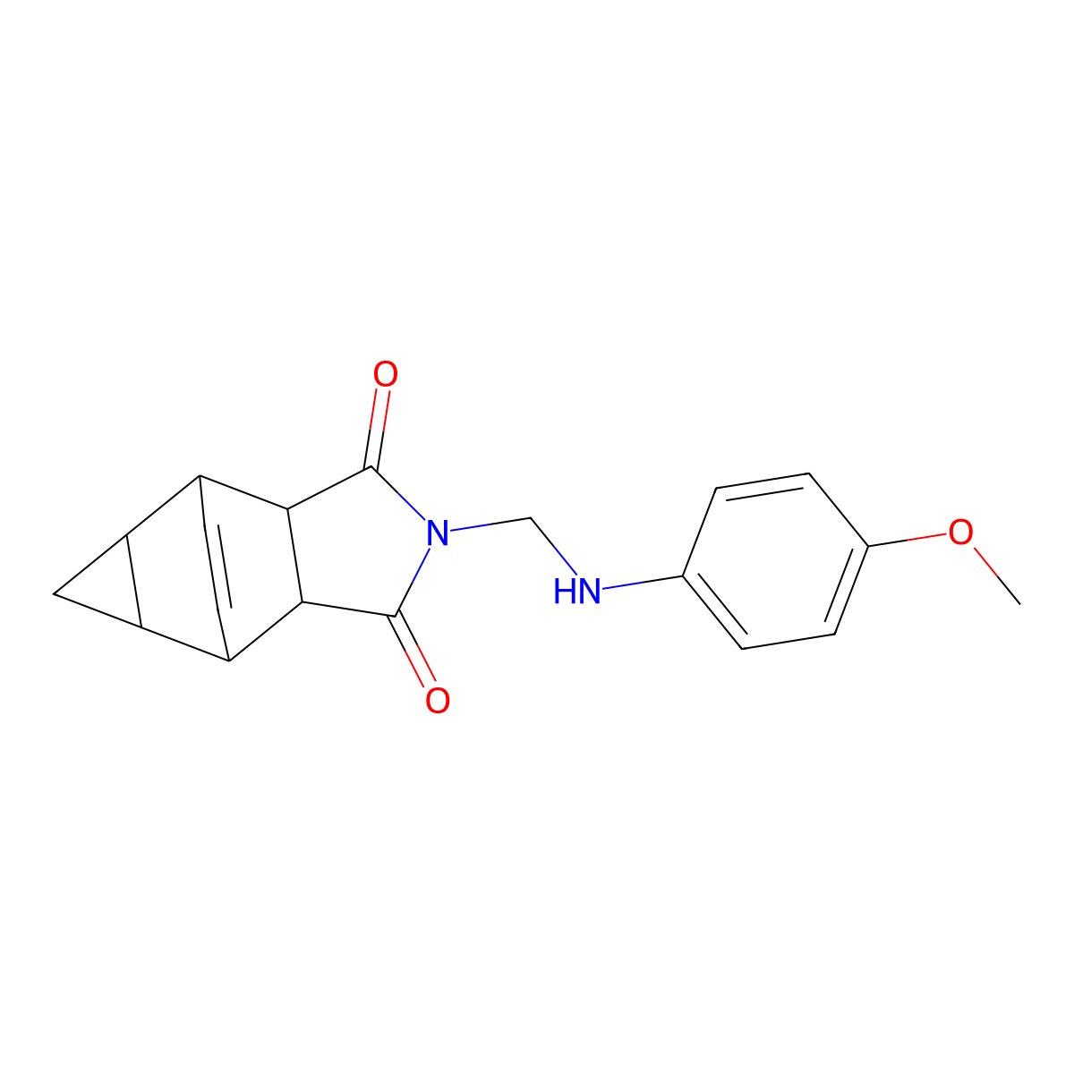 2-{[(4-methoxyphenyl)amino]methyl}hexahydro-4,6-ethenocyclopropa[f]isoindole-1,3(2H,3aH)-dione molecular structure, CAS 1005142-74-4
