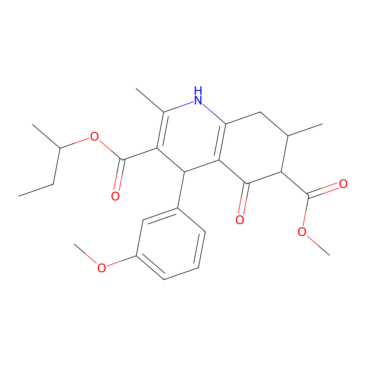 3-Butan-2-yl 6-methyl 4-(3-methoxyphenyl)-2,7-dimethyl-5-oxo-1,4,5,6,7,8-hexahydroquinoline-3,6-dicarboxylate molecular structure, CAS 1005146-45-1