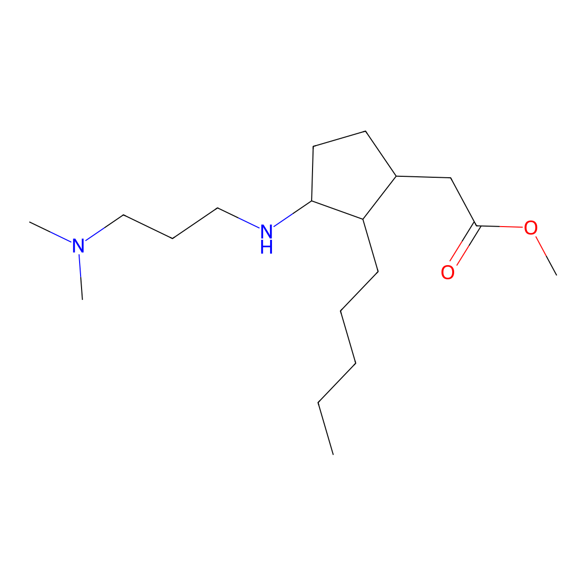 Methyl (3-{[3-(dimethylamino)propyl]amino}-2-pentylcyclopentyl)acetate molecular structure, CAS 1005146-83-7