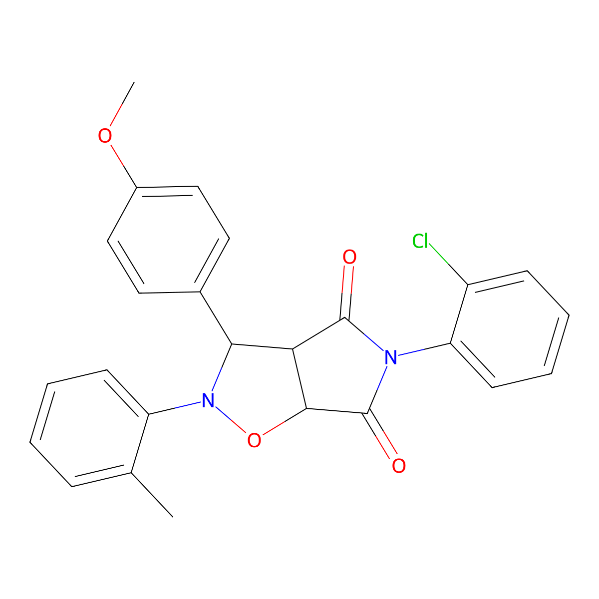 5-(2-chlorophenyl)-3-(4-methoxyphenyl)-2-(o-tolyl)dihydro-2H-pyrrolo[3,4-d]isoxazole-4,6(5H,6aH)-dione molecular structure, CAS 1005146-91-7