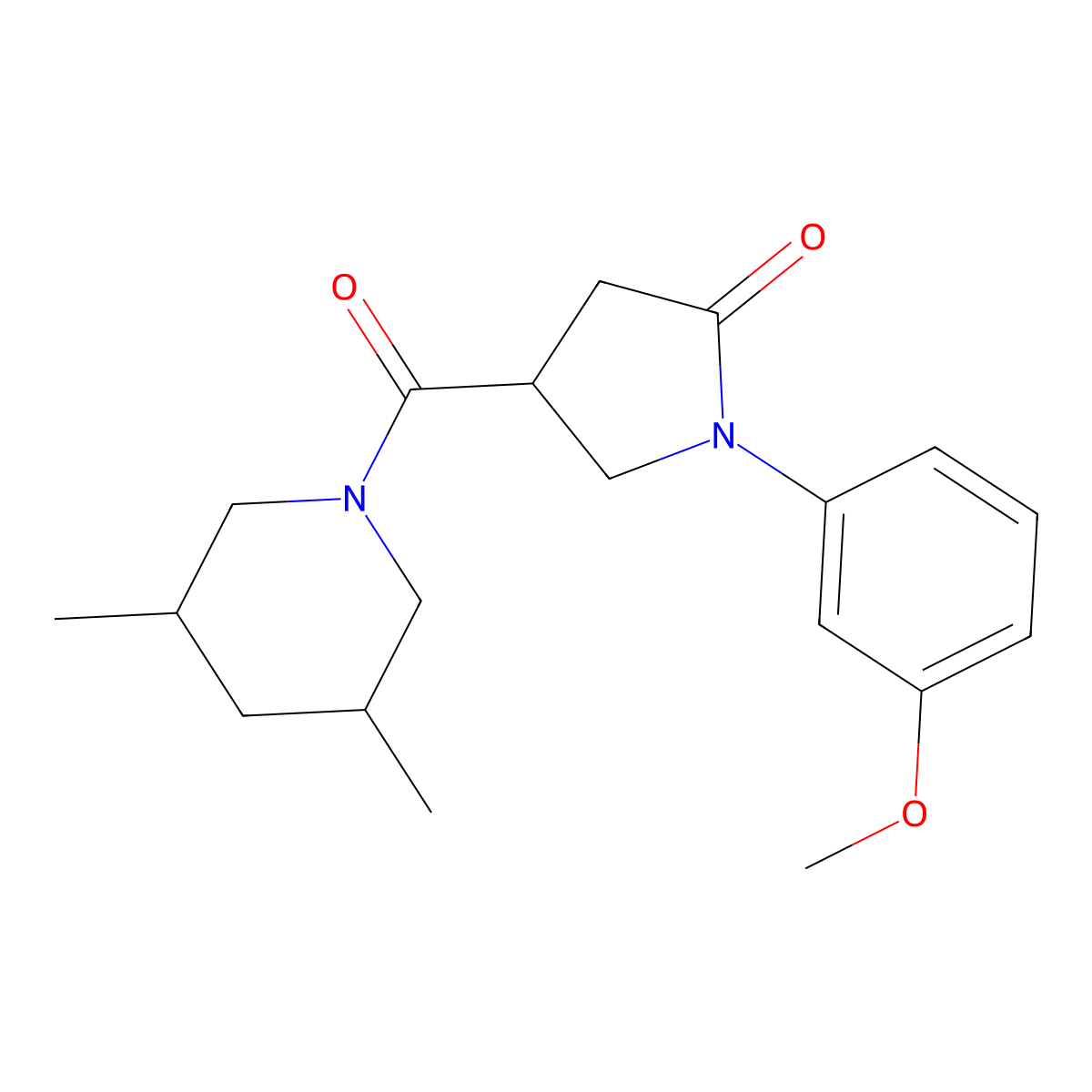4-[(3,5-Dimethylpiperidin-1-yl)carbonyl]-1-(3-methoxyphenyl)pyrrolidin-2-one molecular structure, CAS 1005147-32-9