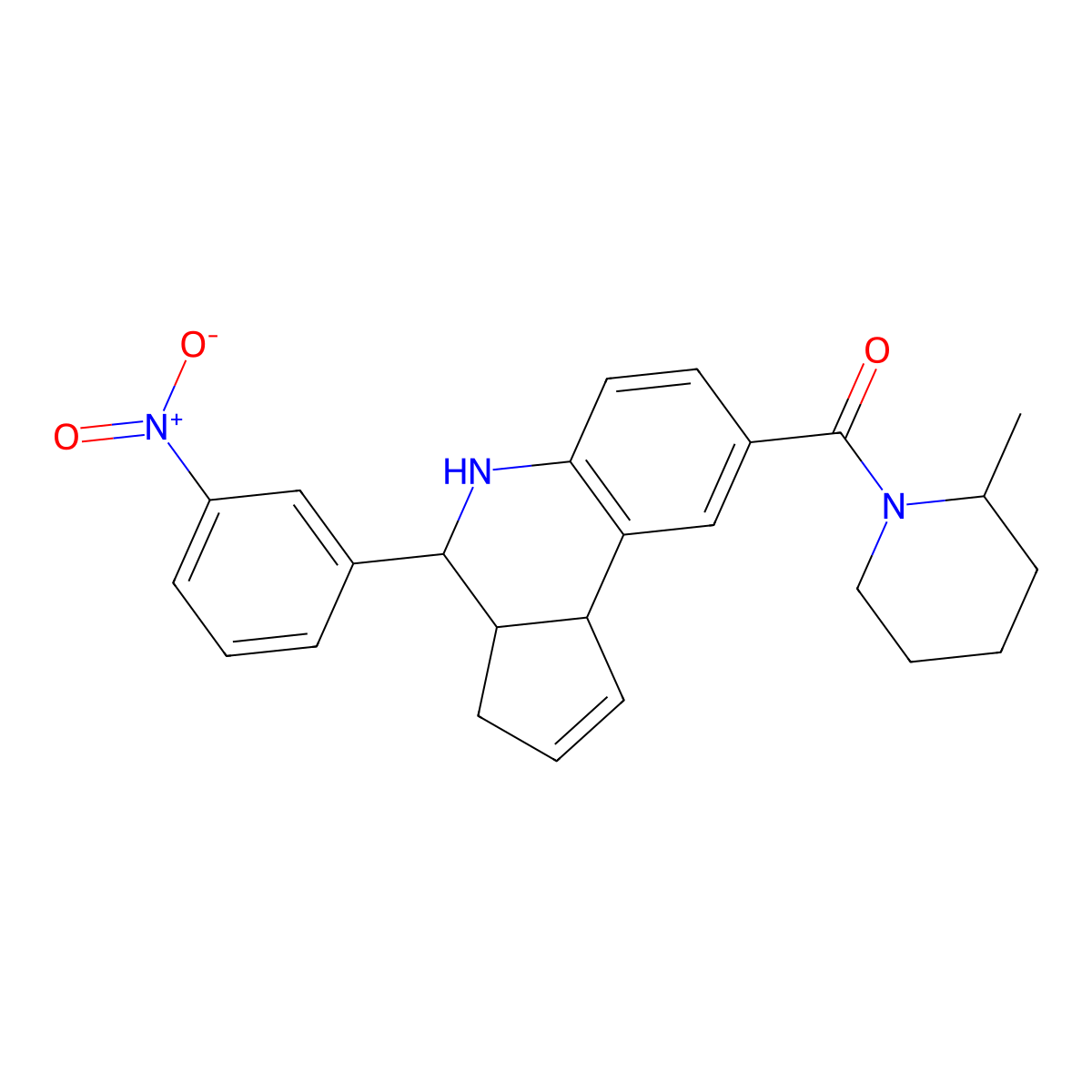 (2-methylpiperidin-1-yl)-[4-(3-nitrophenyl)-3a,4,5,9b-tetrahydro-3H-cyclopenta[c]quinolin-8-yl]methanone molecular structure, CAS 1005147-90-9