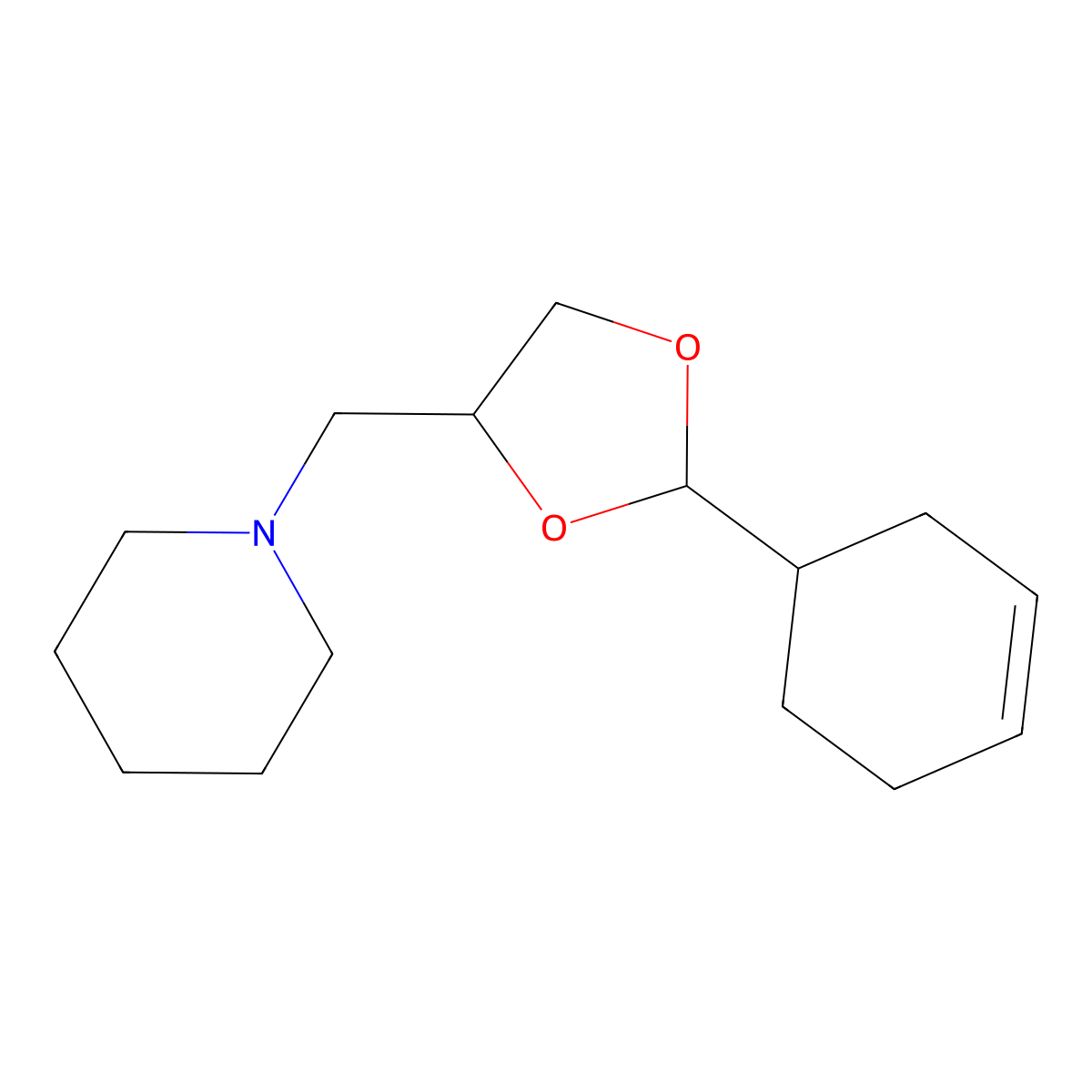 1-{[2-(Cyclohex-3-en-1-yl)-1,3-dioxolan-4-yl]methyl}piperidine molecular structure, CAS 1005148-04-8