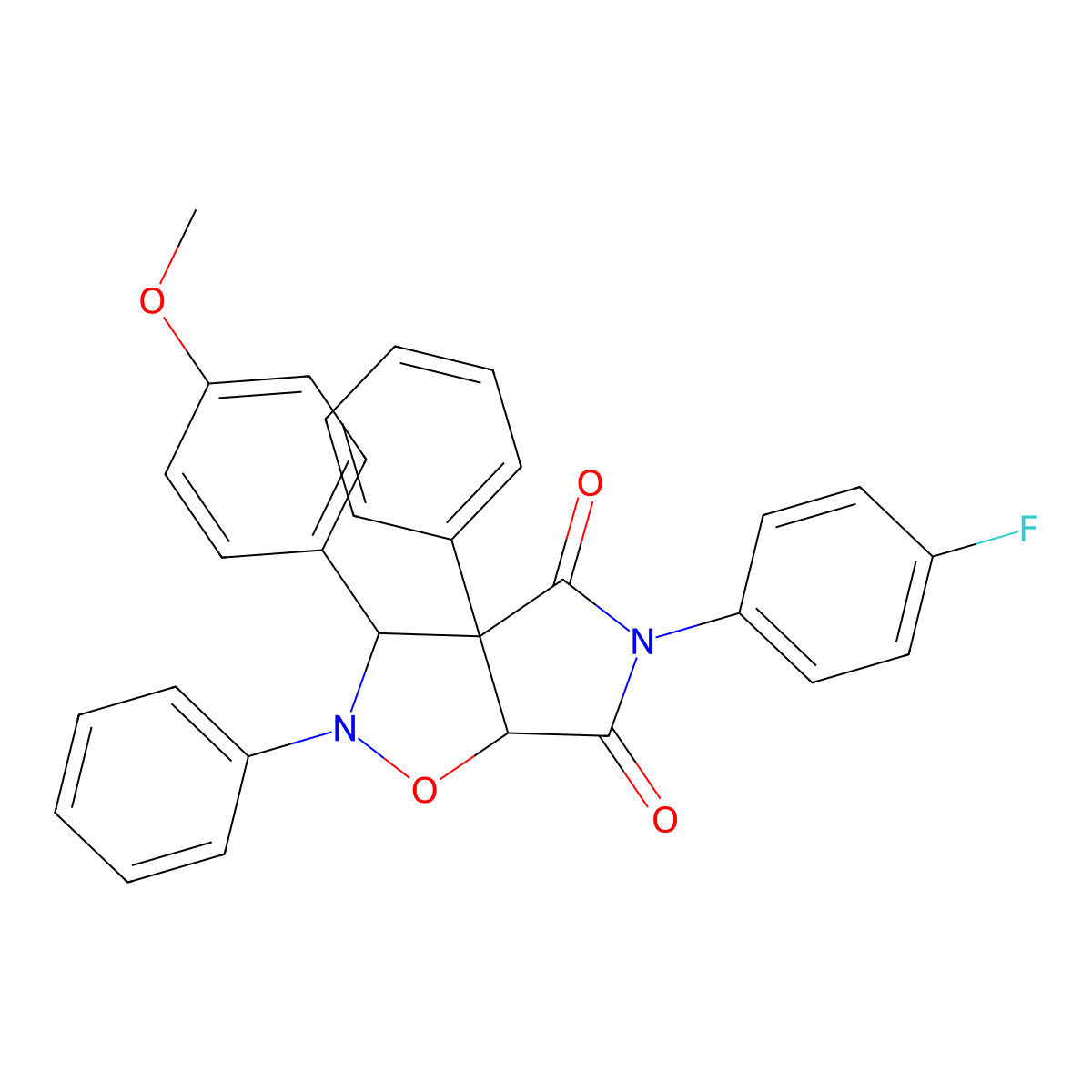 5-(4-Fluorophenyl)-3-(4-methoxyphenyl)-2,3a-diphenyl-3,6a-dihydropyrrolo[3,4-d][1,2]oxazole-4,6-dione molecular structure, CAS 1005148-08-2