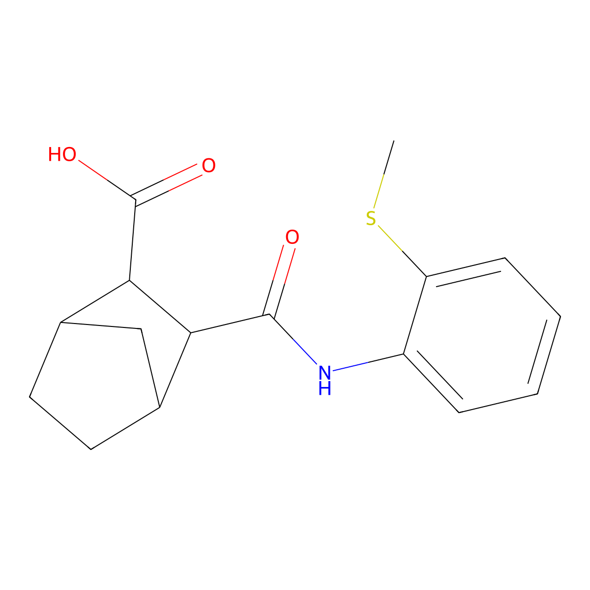 2-[(2-Methylsulfanylphenyl)carbamoyl]bicyclo[2.2.1]heptane-3-carboxylic acid molecular structure, CAS 1005148-22-0