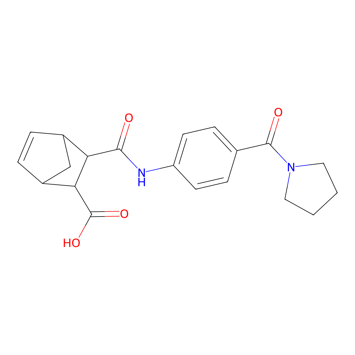 3-{[4-(Pyrrolidin-1-ylcarbonyl)phenyl]carbamoyl}bicyclo[2.2.1]hept-5-ene-2-carboxylic acid molecular structure, CAS 1005148-34-4