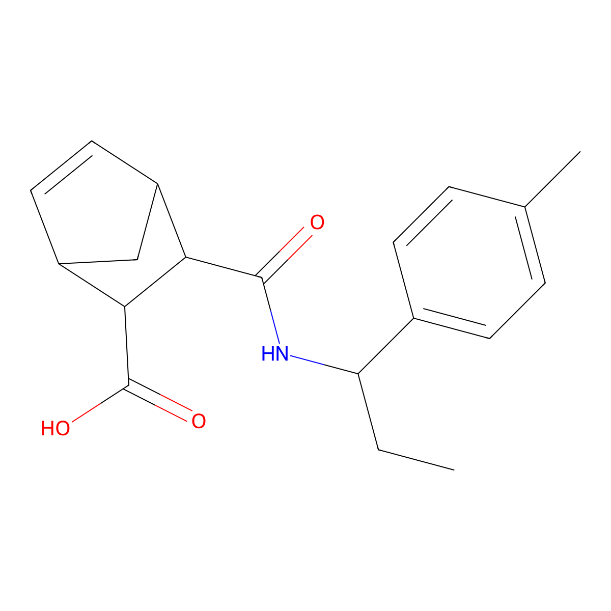 3-({[1-(4-Methylphenyl)propyl]amino}carbonyl)bicyclo[2.2.1]hept-5-ene-2-carboxylic acid molecular structure, CAS 1005148-37-7