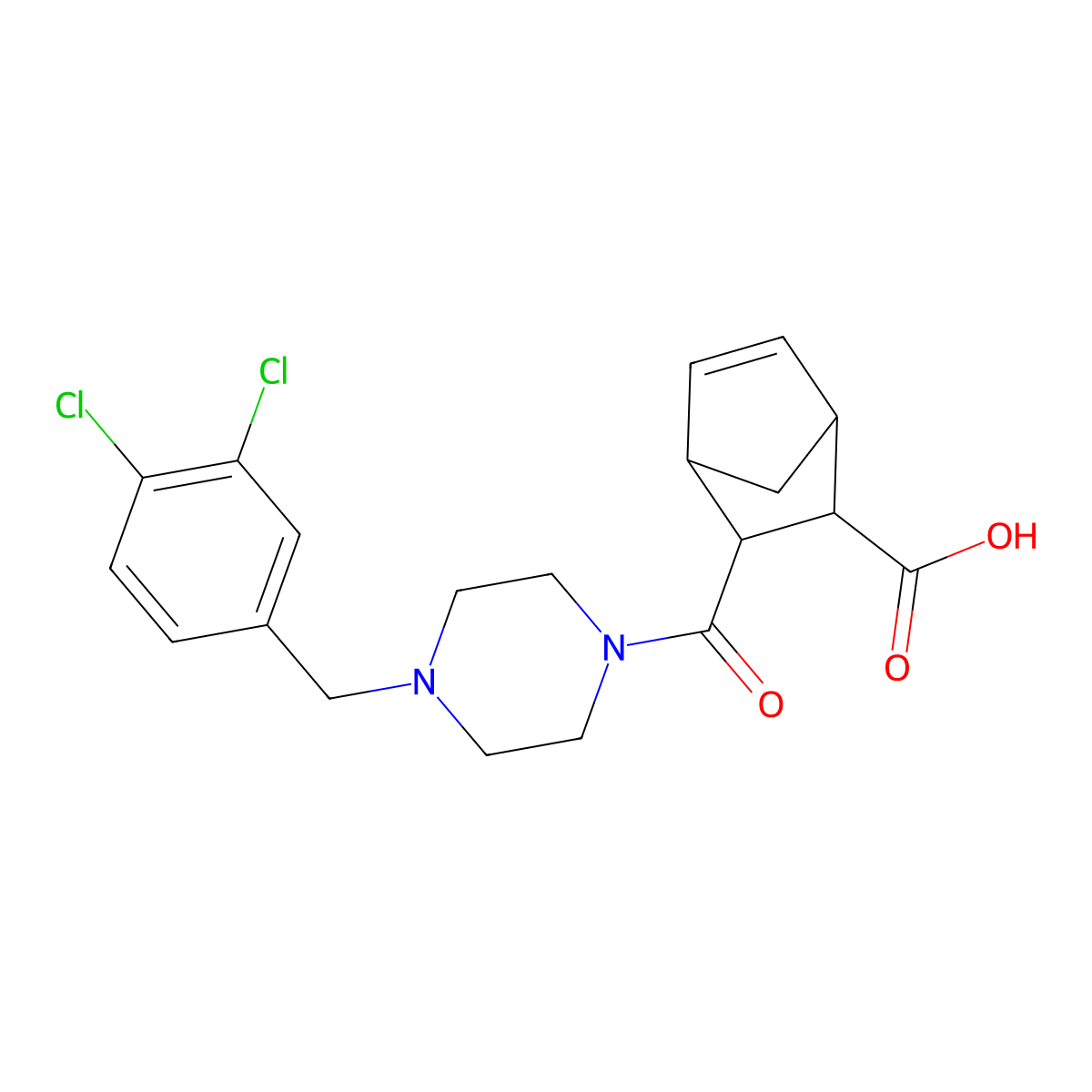3-{[4-(3,4-Dichlorobenzyl)piperazin-1-yl]carbonyl}bicyclo[2.2.1]hept-5-ene-2-carboxylic acid molecular structure, CAS 1005148-42-4