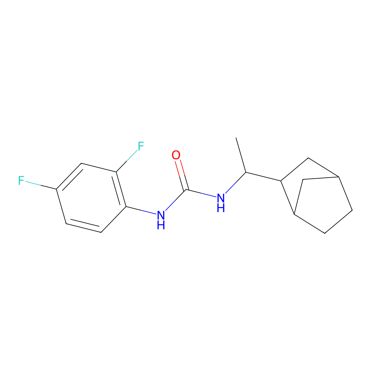 1-[1-(3-Bicyclo[2.2.1]heptanyl)ethyl]-3-(2,4-difluorophenyl)urea molecular structure, CAS 1005148-43-5