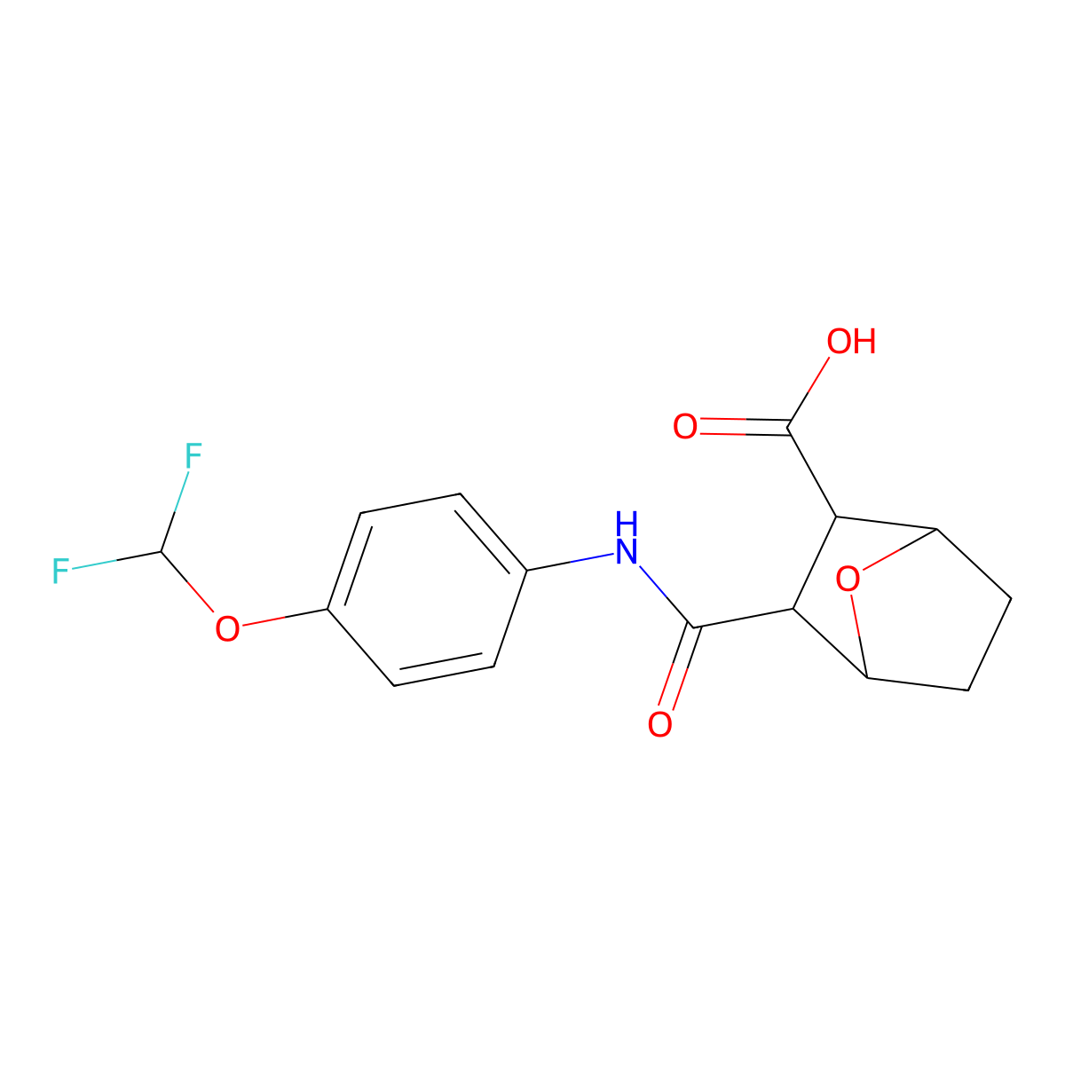 3-((4-(Difluoromethoxy)phenyl)carbamoyl)-7-oxabicyclo[2.2.1]heptane-2-carboxylic acid molecular structure, CAS 1005148-67-3