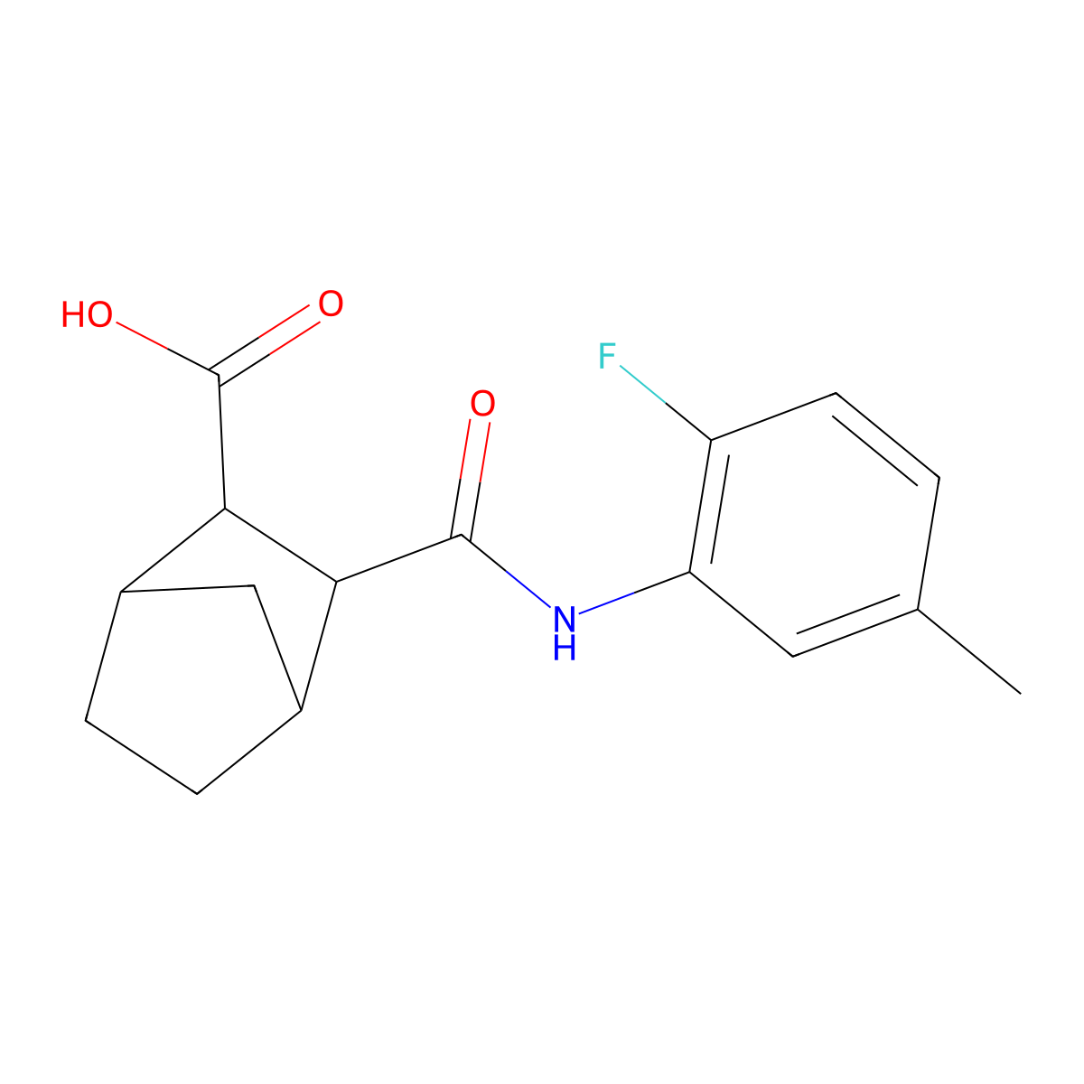 3-((2-Fluoro-5-methylphenyl)carbamoyl)bicyclo[2.2.1]heptane-2-carboxylic acid molecular structure, CAS 1005148-78-6