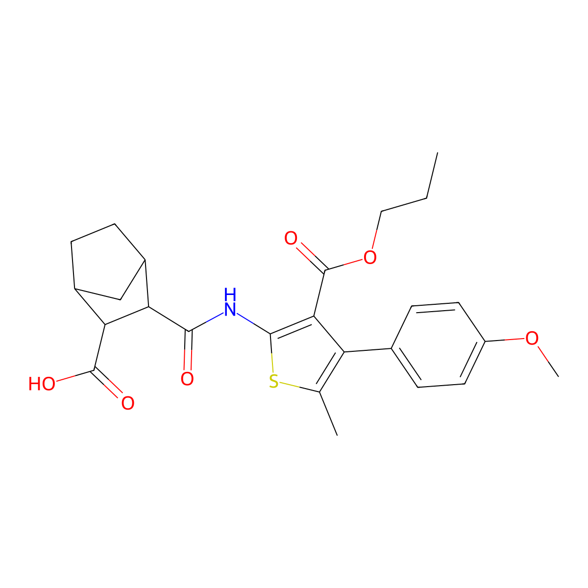 3-((4-(4-Methoxyphenyl)-5-methyl-3-(propoxycarbonyl)thiophen-2-yl)carbamoyl)bicyclo[2.2.1]heptane-2-carboxylic acid molecular structure, CAS 1005148-92-4