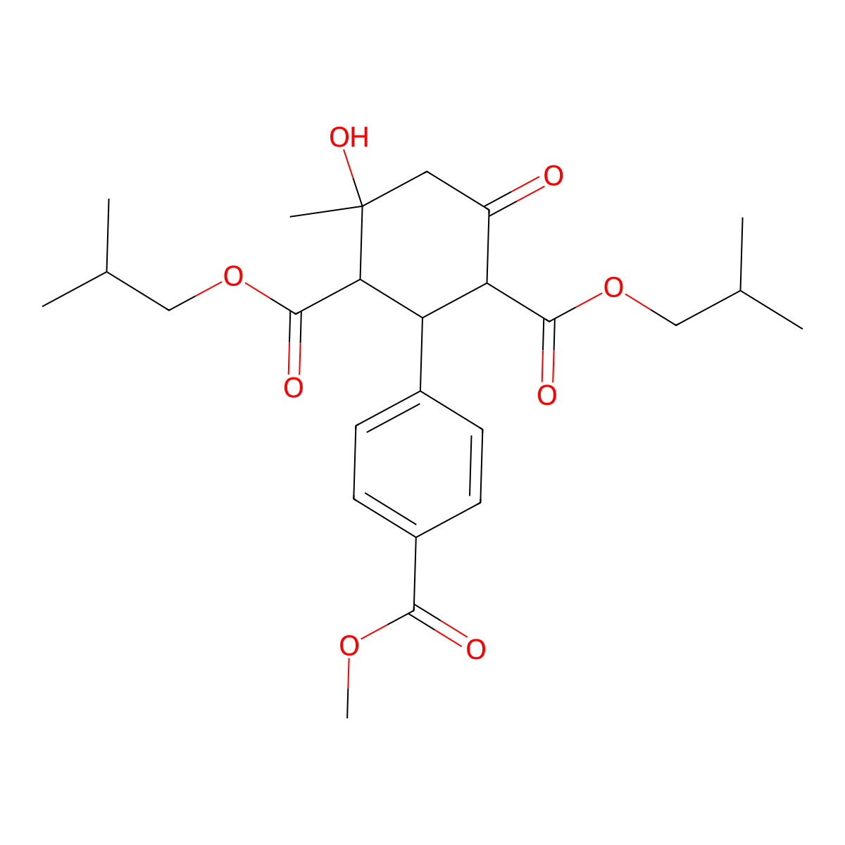 Diisobutyl 4-hydroxy-2-[4-(methoxycarbonyl)phenyl]-4-methyl-6-oxo-1,3-cyclohexanedicarboxylate molecular structure, CAS 1005150-13-9