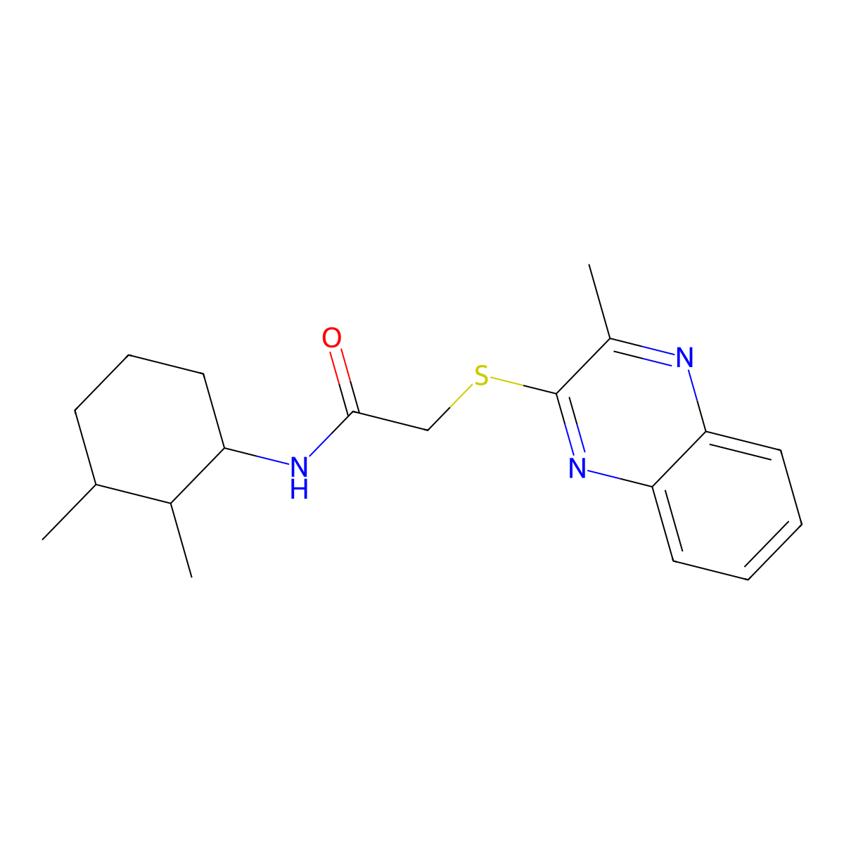 N-(2,3-dimethylcyclohexyl)-2-[(3-methylquinoxalin-2-yl)sulfanyl]acetamide molecular structure, CAS 1005150-14-0