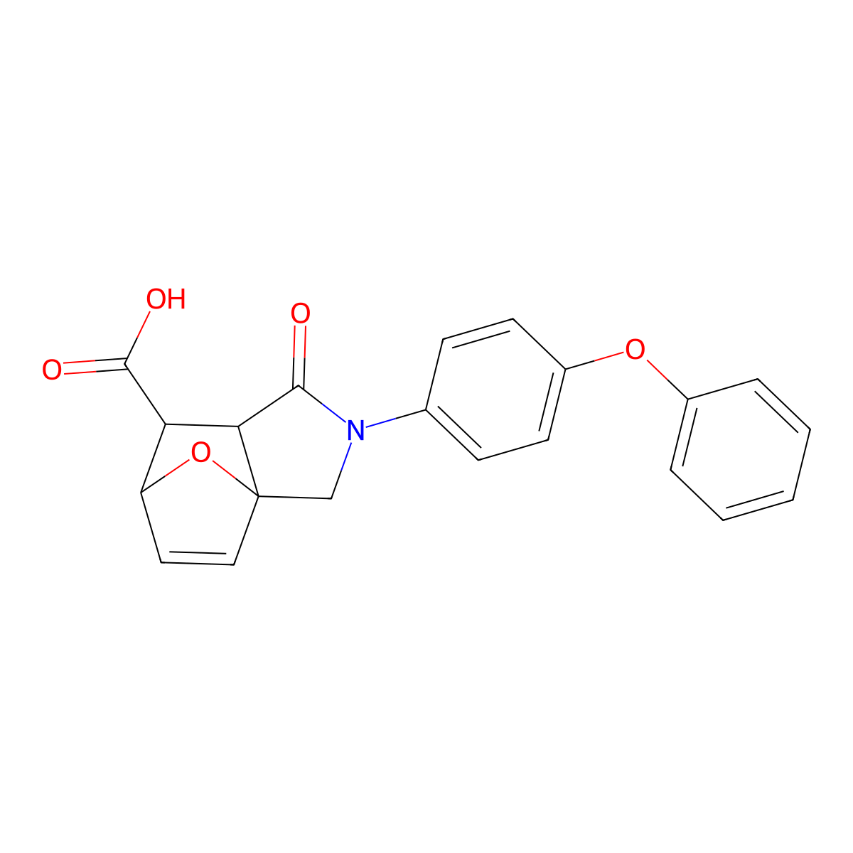 1-Oxo-2-(4-phenoxyphenyl)-1,2,3,6,7,7a-hexahydro-3a,6-epoxyisoindole-7-carboxylic acid molecular structure, CAS 1005151-01-8
