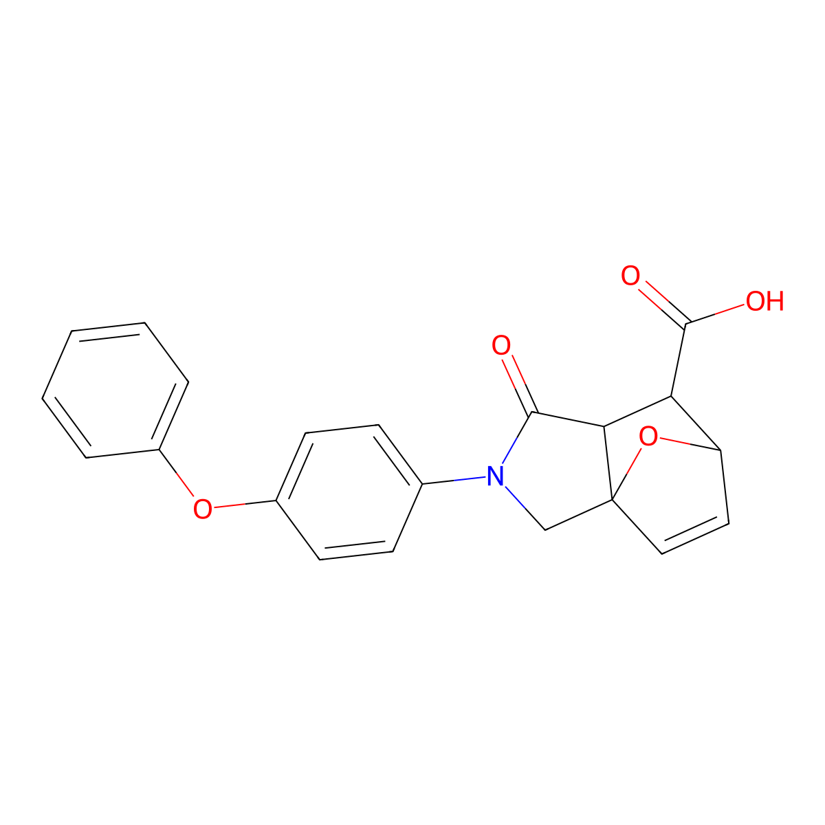 1-Oxo-2-(4-phenoxyphenyl)-1,2,3,6,7,7a-hexahydro-3a,6-epoxyisoindole-7-carboxylic acid molecular structure, CAS 1005151-01-8