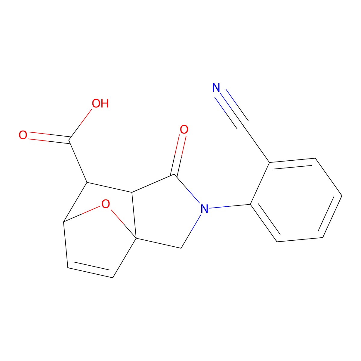 2-(2-Cyanophenyl)-1-oxo-1,2,3,6,7,7a-hexahydro-3a,6-epoxyisoindole-7-carboxylic acid molecular structure, CAS 1005151-04-1