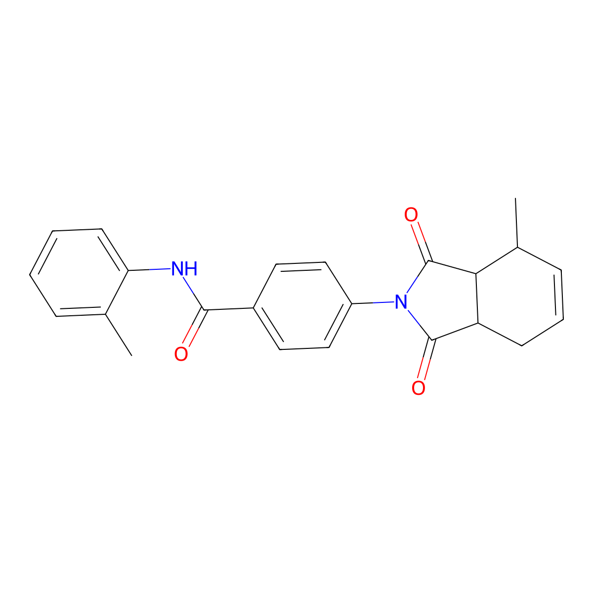 4-(4-methyl-1,3-dioxo-3a,4,7,7a-tetrahydroisoindol-2-yl)-N-(2-methylphenyl)benzamide molecular structure, CAS 1005151-11-0