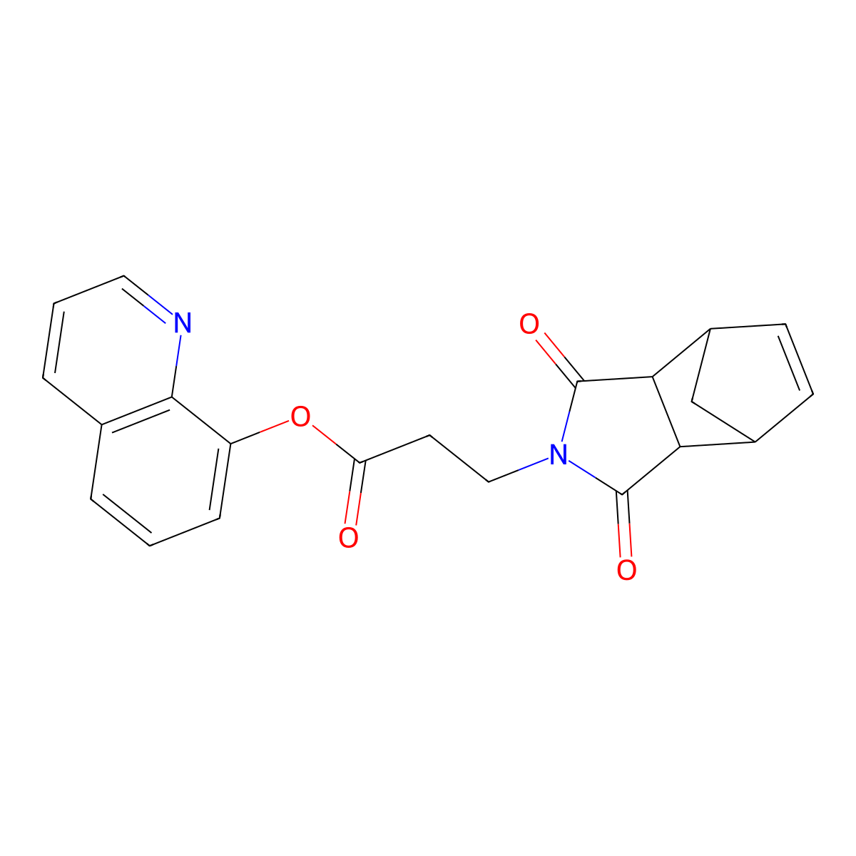 quinolin-8-yl 3-(1,3-dioxo-1,3,3a,4,7,7a-hexahydro-2H-4,7-methanoisoindol-2-yl)propanoate molecular structure, CAS 1005151-13-2