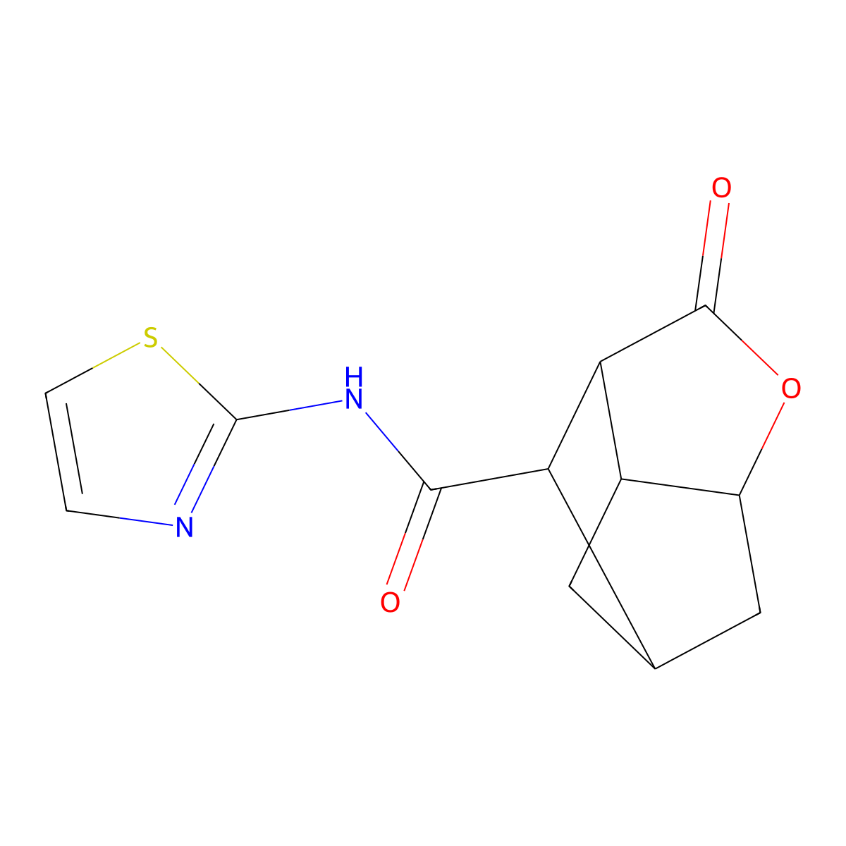 2-oxo-N-(thiazol-2-yl)hexahydro-2H-3,5-methanocyclopenta[b]furan-7-carboxamide molecular structure, CAS 1005151-14-3