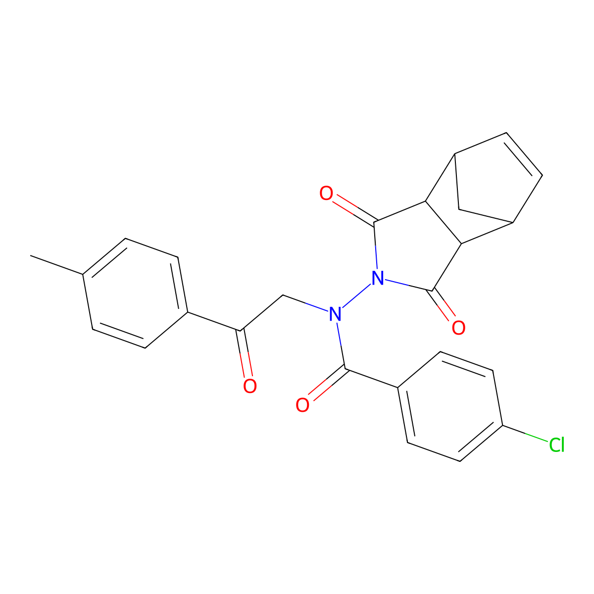 4-chloro-N-(1,3-dioxo-1,3,3a,4,7,7a-hexahydro-2H-4,7-methanoisoindol-2-yl)-N-[2-(4-methylphenyl)-2-oxoethyl]benzamide molecular structure, CAS 1005151-15-4