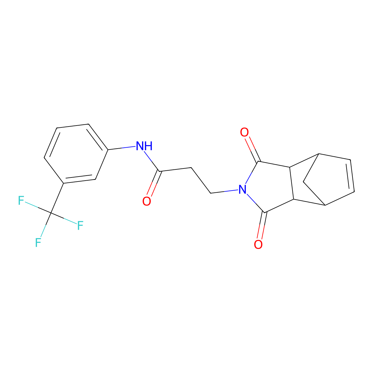 3-(1,3-dioxo-3a,4,7,7a-tetrahydro-1H-4,7-methanoisoindol-2(3H)-yl)-N-(3-(trifluoromethyl)phenyl)propanamide molecular structure, CAS 1005151-19-8
