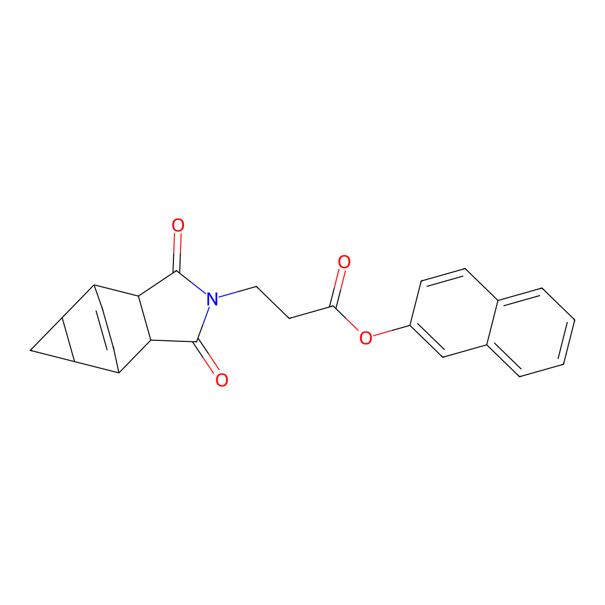 naphthalen-2-yl 3-(1,3-dioxooctahydro-4,6-ethenocyclopropa[f]isoindol-2(1H)-yl)propanoate molecular structure, CAS 1005151-32-5