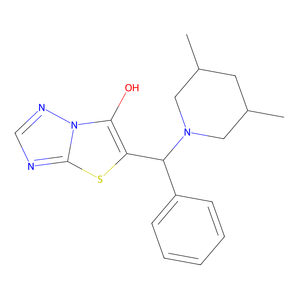 5-((3,5-Dimethylpiperidin-1-yl)(phenyl)methyl)thiazolo[3,2-b][1,2,4]triazol-6-ol molecular structure, CAS 1005152-45-3