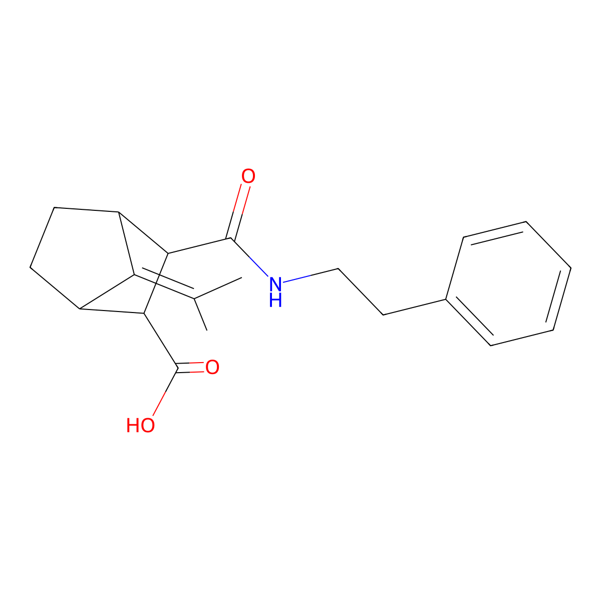 3-[(2-Phenylethyl)carbamoyl]-7-(propan-2-ylidene)bicyclo[2.2.1]heptane-2-carboxylic acid molecular structure, CAS 1005152-55-5