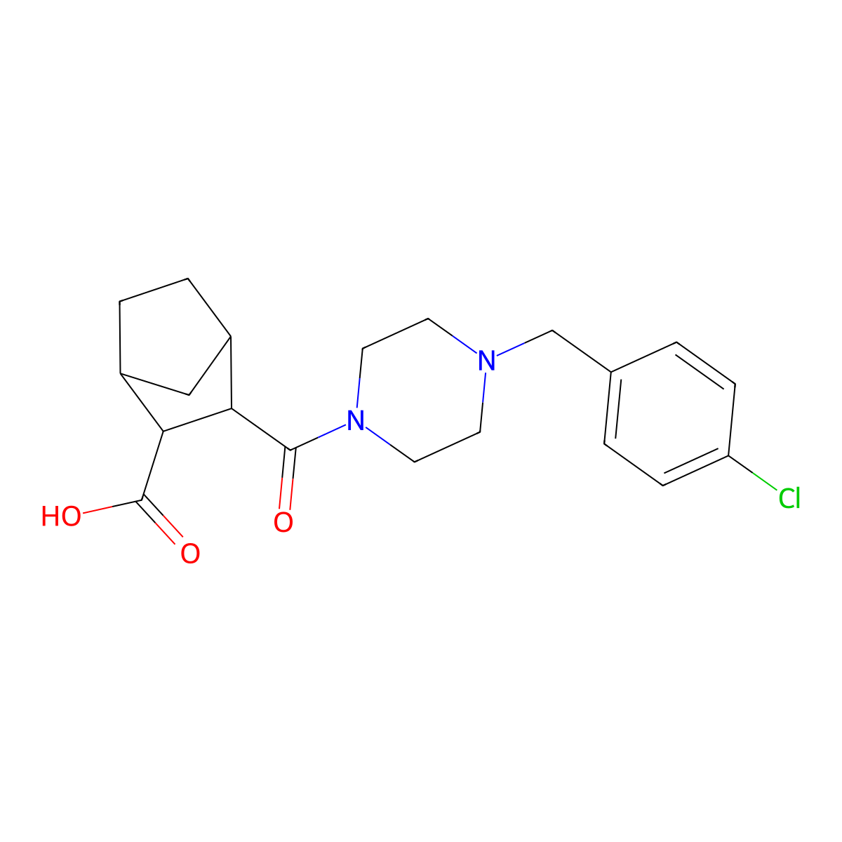 3-{[4-(4-Chlorobenzyl)piperazin-1-yl]carbonyl}bicyclo[2.2.1]heptane-2-carboxylic acid molecular structure, CAS 1005153-36-5