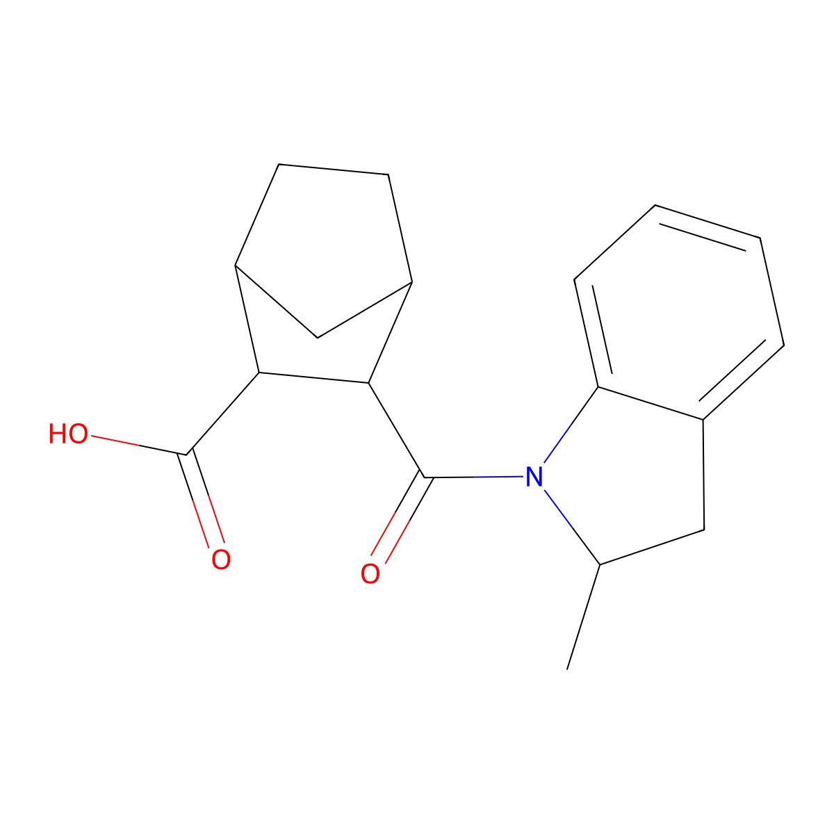 3-[(2-methyl-2,3-dihydro-1H-indol-1-yl)carbonyl]bicyclo[2.2.1]heptane-2-carboxylic acid molecular structure, CAS 1005153-41-2