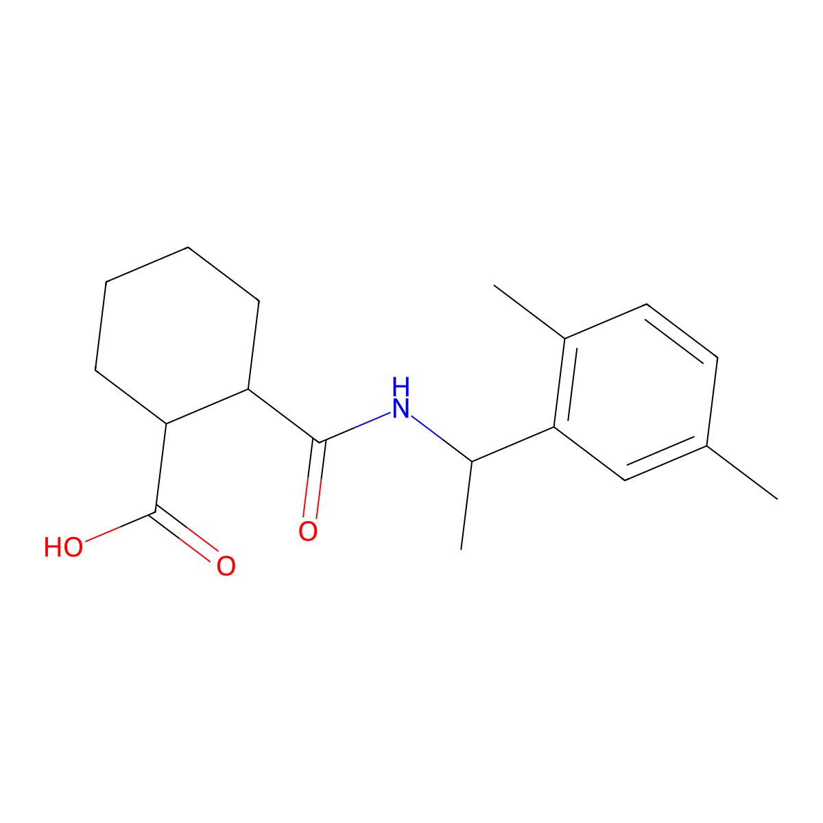 2-{[1-(2,5-Dimethylphenyl)ethyl]carbamoyl}cyclohexanecarboxylic acid molecular structure, CAS 1005153-42-3