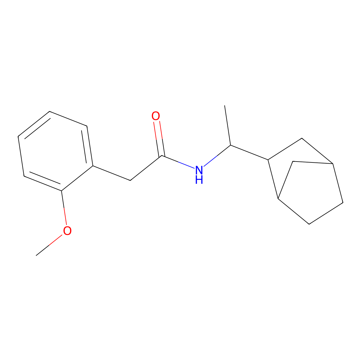 N-[1-(3-bicyclo[2.2.1]heptanyl)ethyl]-2-(2-methoxyphenyl)acetamide molecular structure, CAS 1005153-48-9