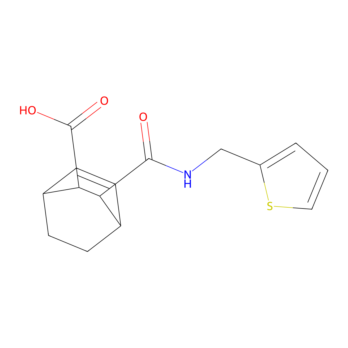 3-[N-(2-thienylmethyl)carbamoyl]bicyclo[2.2.2]oct-5-ene-2-carboxylic acid molecular structure, CAS 1005153-49-0