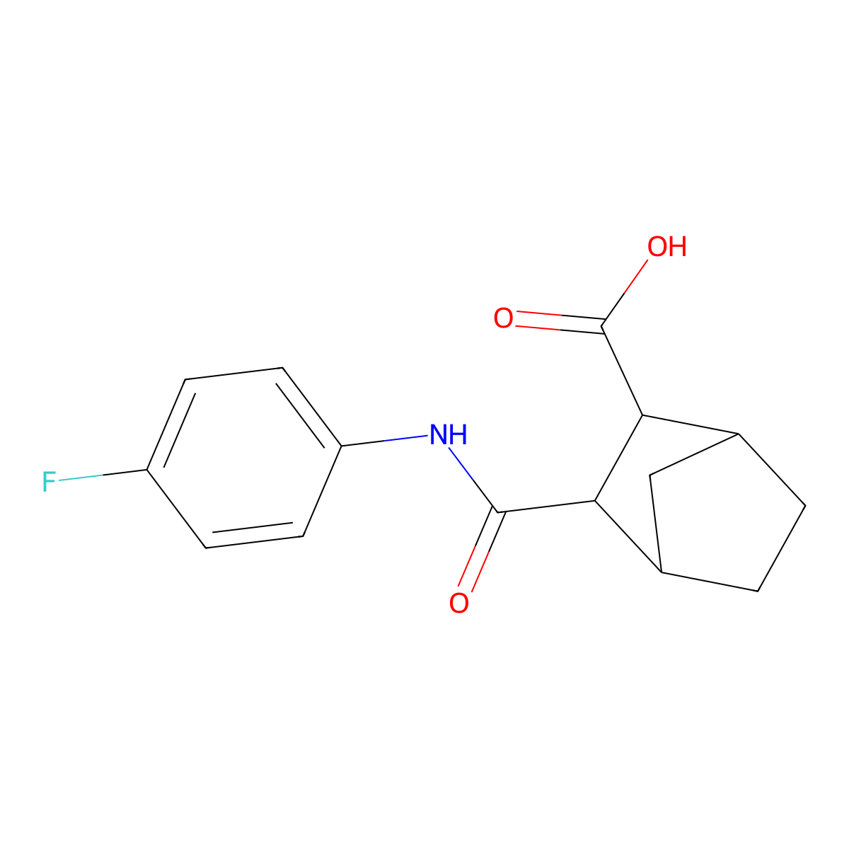 3-[(4-Fluorophenyl)carbamoyl]bicyclo[2.2.1]heptane-2-carboxylic acid molecular structure, CAS 1005153-53-6