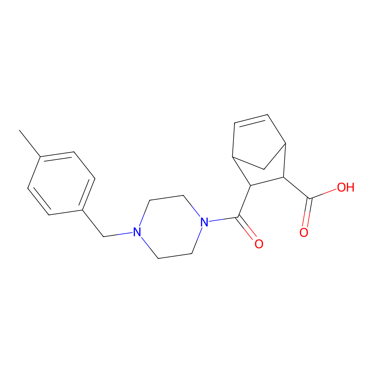 3-{[4-(4-Methylbenzyl)piperazin-1-yl]carbonyl}bicyclo[2.2.1]hept-5-ene-2-carboxylic acid molecular structure, CAS 1005153-72-9