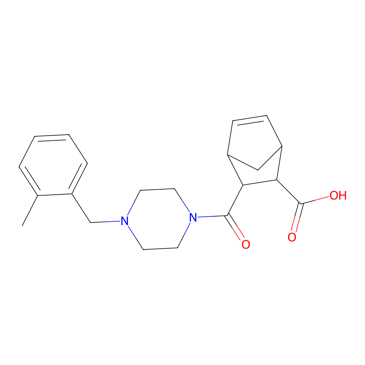 3-{[4-(2-Methylbenzyl)piperazin-1-yl]carbonyl}bicyclo[2.2.1]hept-5-ene-2-carboxylic acid molecular structure, CAS 1005153-76-3
