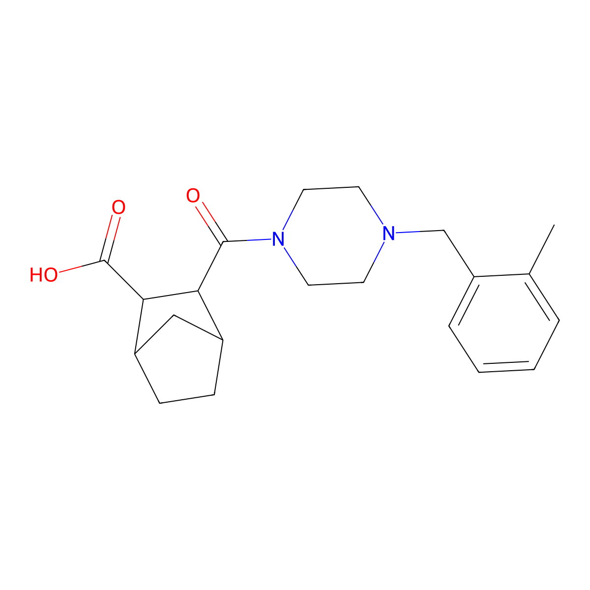 3-{[4-(2-Methylbenzyl)piperazin-1-yl]carbonyl}bicyclo[2.2.1]heptane-2-carboxylic acid molecular structure, CAS 1005153-82-1