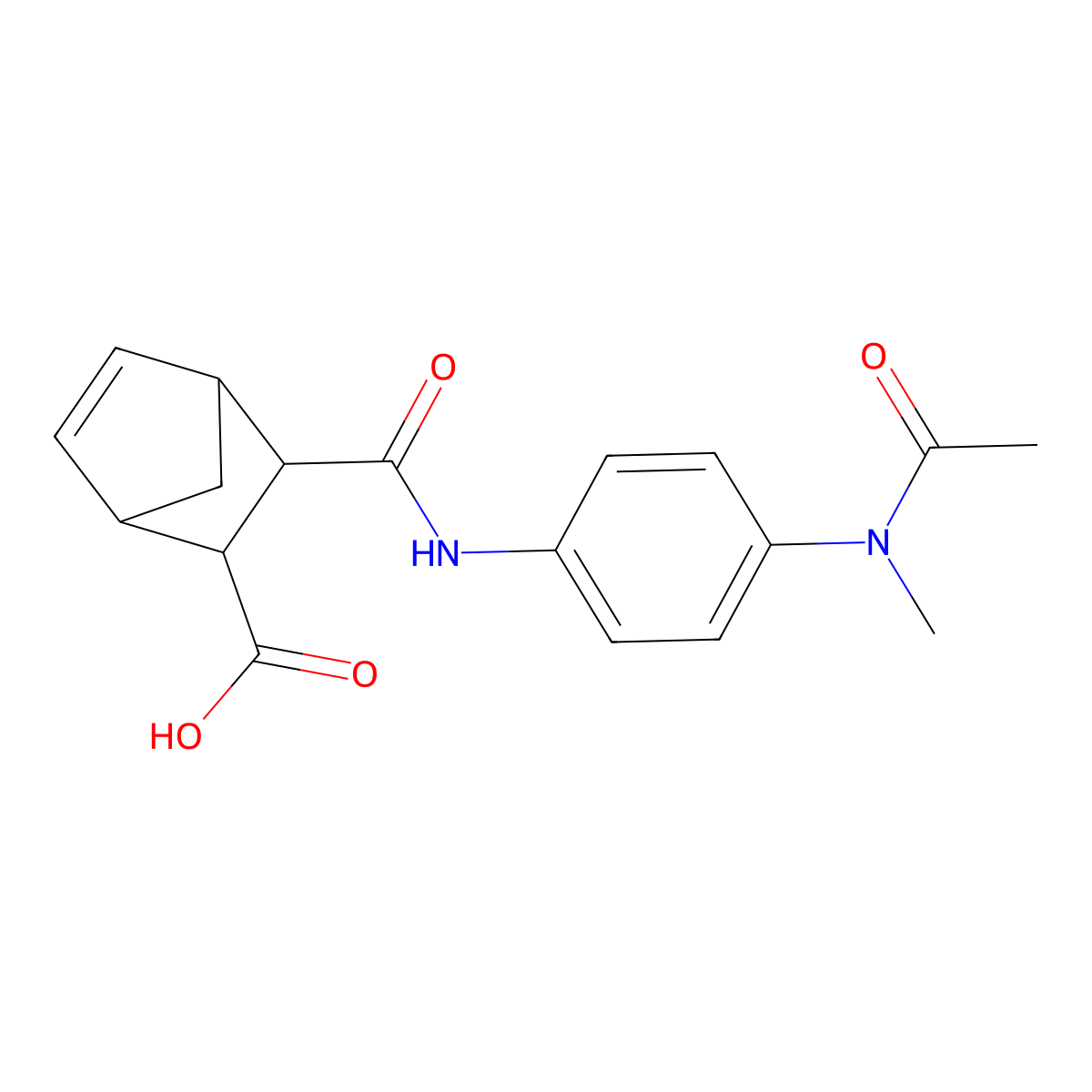 3-({4-[Acetyl(methyl)amino]phenyl}carbamoyl)bicyclo[2.2.1]hept-5-ene-2-carboxylic acid molecular structure, CAS 1005153-86-5