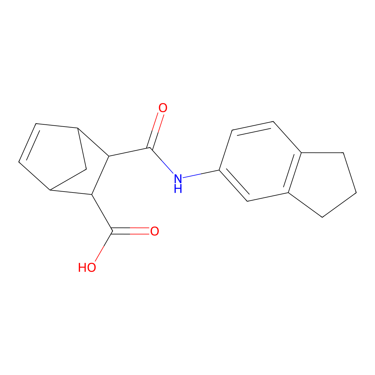 3-(N-indan-5-ylcarbamoyl)bicyclo[2.2.1]hept-5-ene-2-carboxylic acid molecular structure, CAS 1005153-95-6