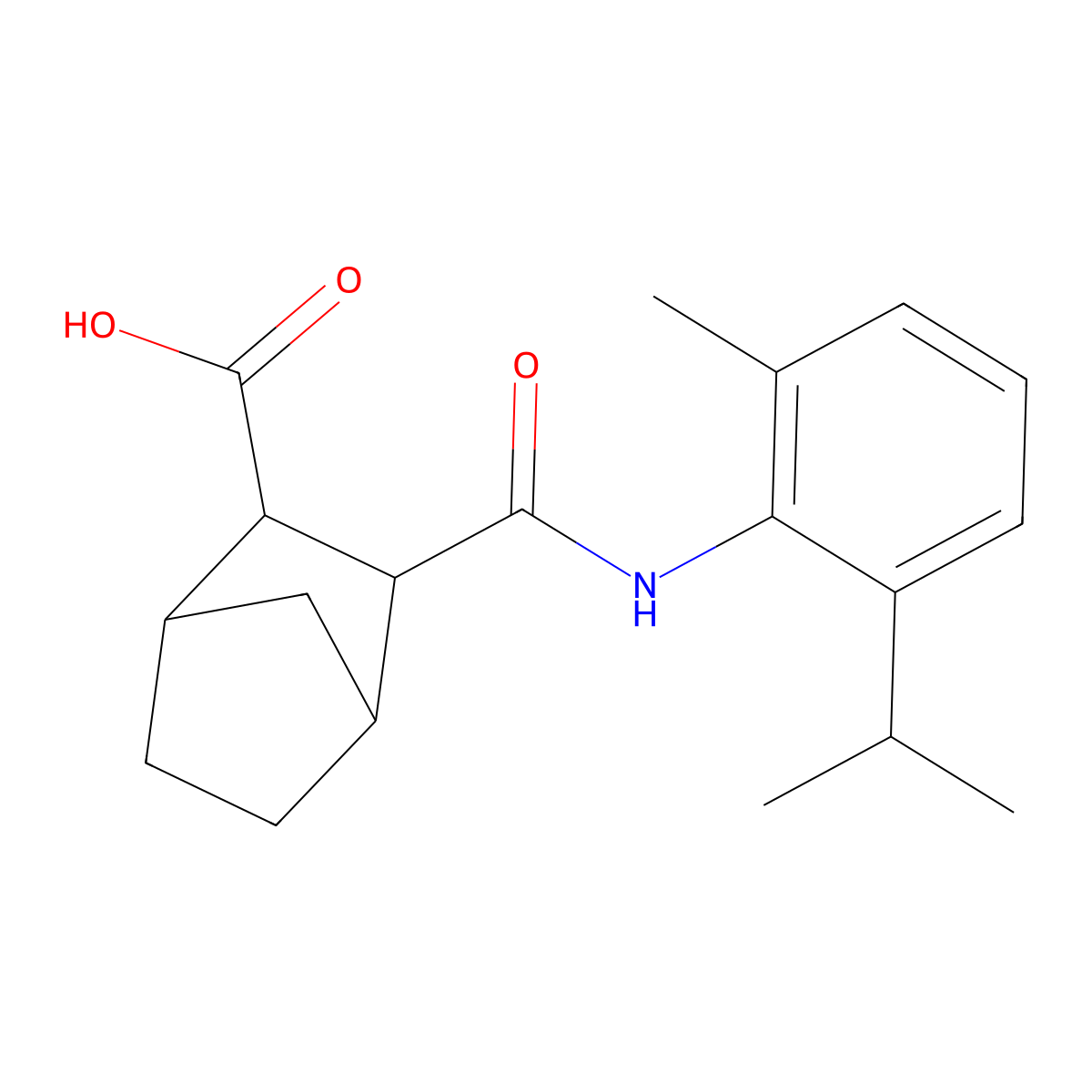 3-{[2-Methyl-6-(propan-2-yl)phenyl]carbamoyl}bicyclo[2.2.1]heptane-2-carboxylic acid molecular structure, CAS 1005154-03-9